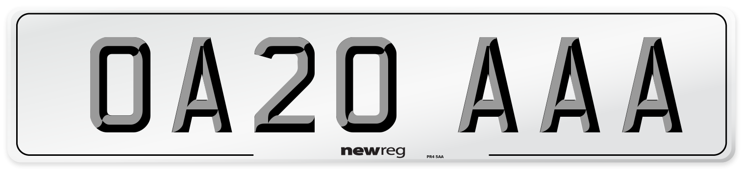 OA20 AAA Number Plate from New Reg